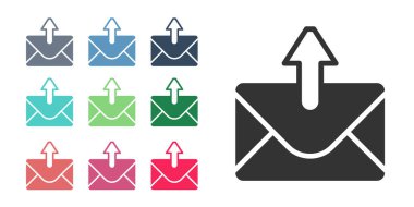 Beyaz arkaplanda siyah posta ve e-posta simgesi izole edildi. Zarf sembolü e-postası. E- posta kodu. Simgeleri renklendirin. Vektör