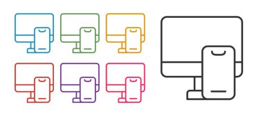 Çevrimiçi sipariş verme ve fast food dağıtım simgesi beyaz arkaplanda izole edildi. Simgeleri renklendirin. Vektör