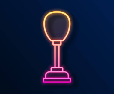 Parlayan neon hattı Kum Torbası simgesi siyah arkaplanda izole edildi. Vektör