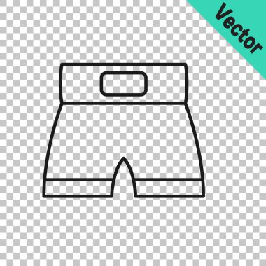 Black line Boxing short icon isolated on transparent background.  Vector
