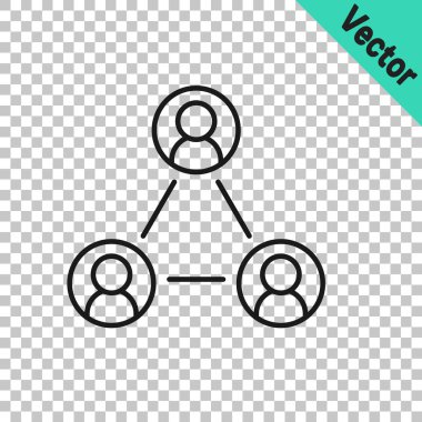 Siyah çizgi Buluşma simgesi şeffaf arkaplanda izole edildi. İş ekibi toplantısı, tartışma konsepti, analiz, içerik stratejisi. Sunum konferansı. Vektör