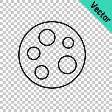 Siyah çizgi ay simgesi şeffaf arkaplanda izole edildi. Vektör