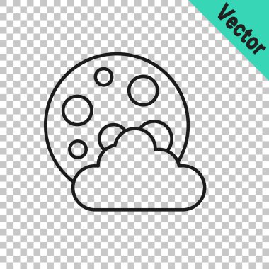 Black line Christmas night icon isolated on transparent background. Merry Christmas and Happy New Year.  Vector