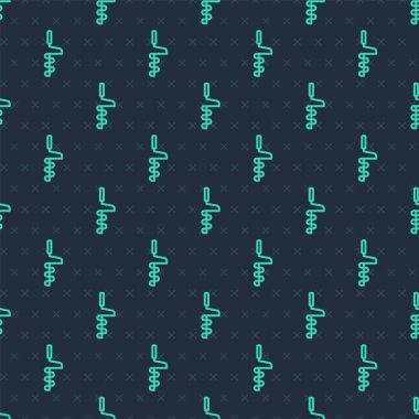 Kışlık balıkçılık ikonu için yeşil çizgili El matkabı mavi arka planda izole edilmiş pürüzsüz desen. Vektör