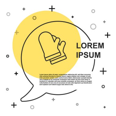 Black line Protective gloves icon isolated on white background. Protective clothing and tool worker. Random dynamic shapes. Vector