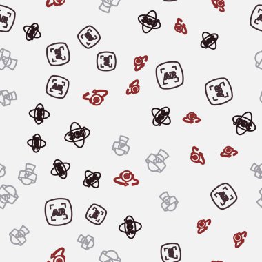 Set line 360 degree view, Augmented reality AR, Virtual glasses and  on seamless pattern. Vector