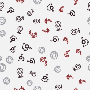 Set line Drop and magnifying glass Water drop with location Recycle clean aqua and tap on seamless pattern. Vector.