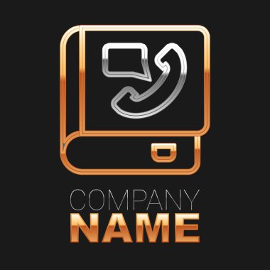 Satır Telefon rehberi simgesi siyah arkaplanda izole edildi. Adres defteri. Telefon rehberi. Renkli taslak konsepti. Vektör.