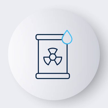 Varil simgesindeki radyoaktif atık hattı beyaz arkaplanda izole edildi. Zehirli atık fıçısı. Radyoaktif atık emisyonları, çevre kirliliği. Renkli taslak konsepti. Vektör.