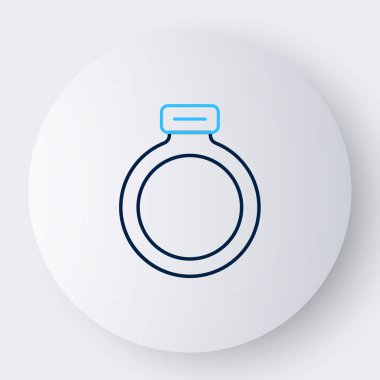 Çizgi Fantezi sihirli taş yüzük beyaz arka planda izole edilmiş mücevher simgesi. Renkli taslak konsepti. Vektör.