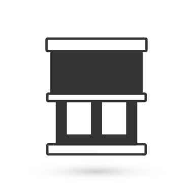 Beyaz arka planda izole edilmiş oda ikonunda perdeleri olan gri pencere. Vektör.