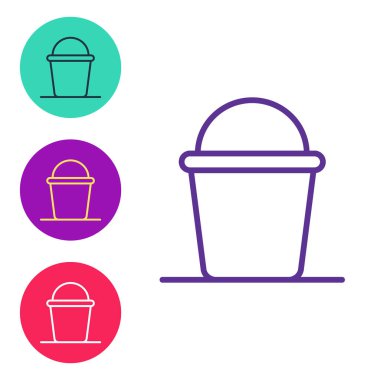 Bucket simgesini beyaz arkaplanda izole et. Simgeleri renklendirin. Vektör.