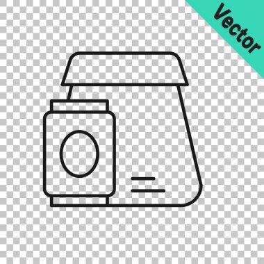 Siyah Hat Online sipariş ve fast food dağıtım ikonu şeffaf arka planda izole edildi. Vektör.