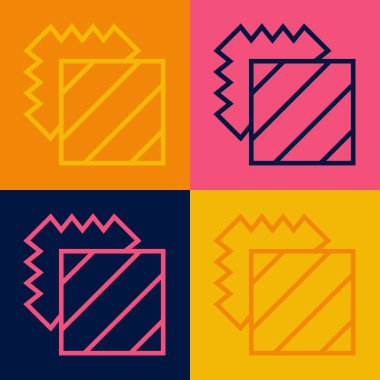 Pop sanat eseri katmanları renkli arka planda izole edilmiş tekstil ikonu. Kumaş özellikleri. Vektör.