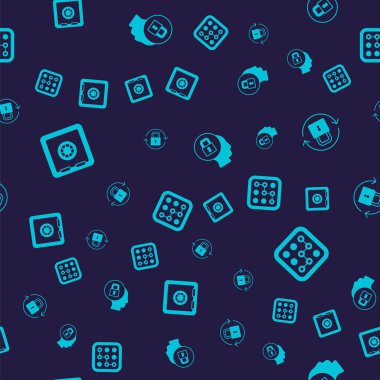 Set Safe Lock and Graphic password protection on seamless pattern. Vector.