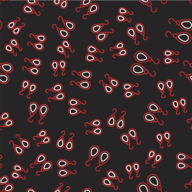 Satır küpeleri simgesi siyah arkaplanda izole edilmiş kusursuz desen. Mücevher aksesuarları. Vektör.