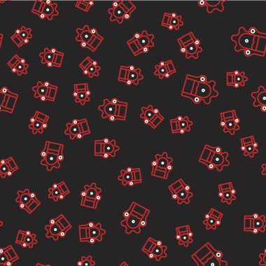 Line Medieval throne icon isolated seamless pattern on black background. Vector.