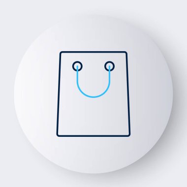 Beyaz arkaplanda çizgi kâğıdı alışveriş poşeti simgesi izole edildi. Paket işareti. Renkli taslak konsepti. Vektör.