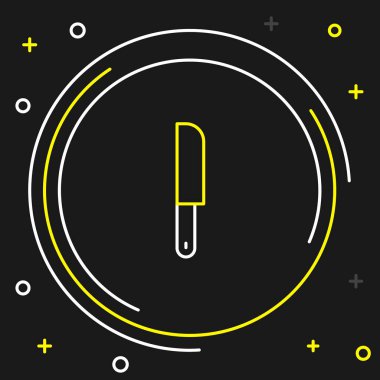 Çizgi Bıçak simgesi siyah arkaplanda izole edildi. Çatal bıçak sembolü. Renkli taslak konsepti. Vektör.