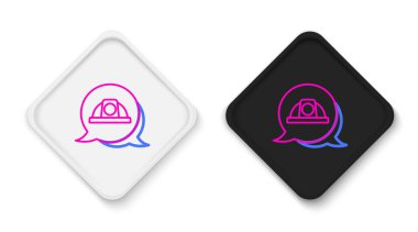 Beyaz arkaplanda çizgi işçisi kaskı simgesi izole edildi. Renkli taslak konsepti. Vektör.