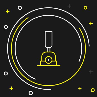 Demiryolu simgesini değiştirmek için Satır Arrow siyah arkaplanda izole edildi. Eski demiryolu rayları. Renkli taslak konsepti. Vektör.