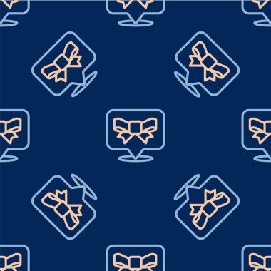 Hat Hediyesi ikonu mavi arka planda izole edilmiş kusursuz desen. Vektör.