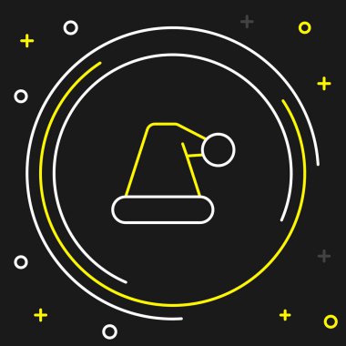 Siyah arka planda izole edilmiş çizgi Noel Baba şapkası ikonu. Mutlu Noeller ve mutlu yıllar. Renkli taslak konsepti. Vektör.