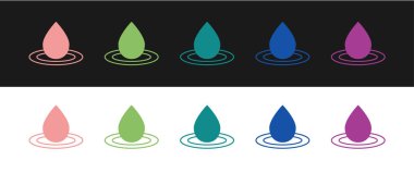 Su bırakma simgesini siyah beyaz arkaplanda izole et. Vektör.