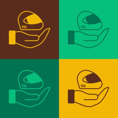 Pop Art Yarış Kaskı ikonu renk arkaplanında izole edildi. Olağanüstü bir spor. Spor malzemeleri. Vektör.