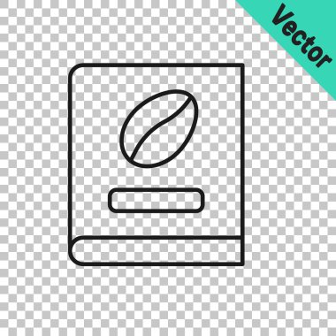 Black line Coffee book icon isolated on transparent background. Vector.