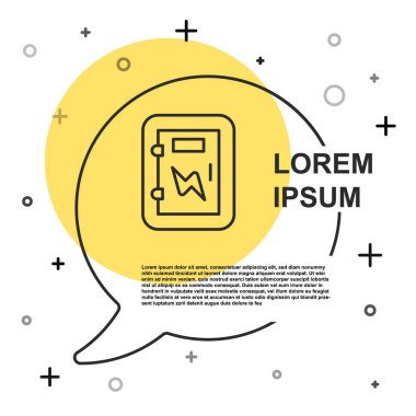 Black line Electrical panel icon isolated on white background. Random dynamic shapes. Vector.