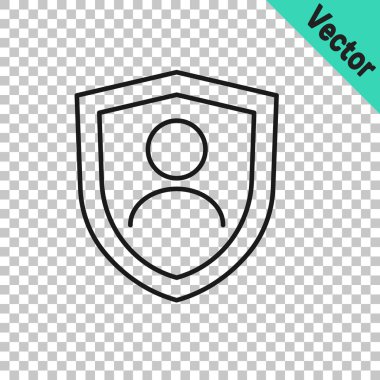 Siyah çizgi Hayat Sigortası ve silikon şeffaf arka planda izole edilmiş. Güvenlik, güvenlik, koruma, konsept koruma. Vektör.