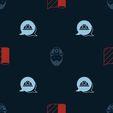 Set Wallpaper Builder and Worker safety helmet on seamless pattern. Vector.