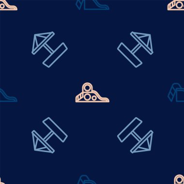 Set line Slide playground Sandbox with sand and on seamless pattern. Vector.