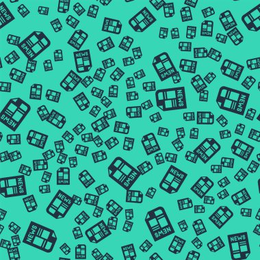 Black News icon isolated seamless pattern on green background. Newspaper sign. Mass media symbol.  Vector