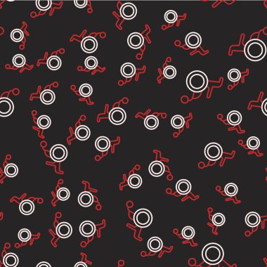 Engelli kişi simgesi için Tekerlekli sandalye siyah arkaplanda izole edilmiş kusursuz desen. Vektör