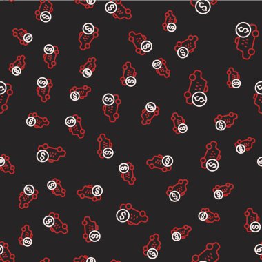 Line Taximeter device icon isolated seamless pattern on black background. Measurement appliance for passenger fare in taxi car.  Vector