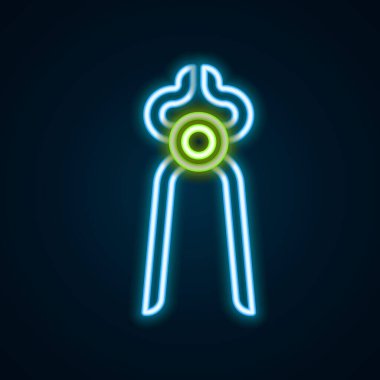 Glowing neon line Blacksmith pliers tool icon isolated on black background. Colorful outline concept. Vector