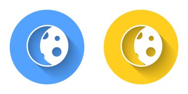 Beyaz Ay faz simgesi uzun gölge arkaplan izole. Çember düğmesi. Vektör