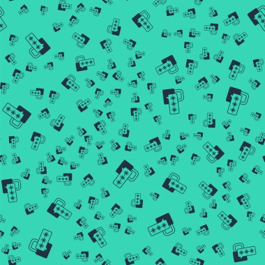 Siyah Siber güvenlik ikonu yeşil arka planda kusursuz desen izole etti. Dijital devre kartında kapalı asma kilit. Güvenlik kavramı. Dijital veri koruması. Vektör