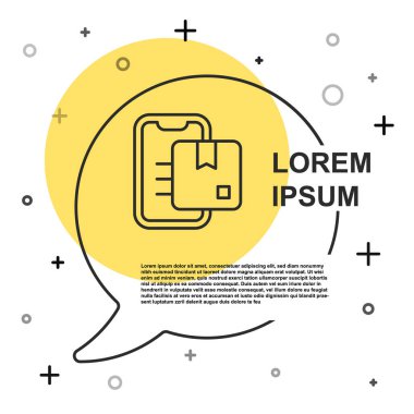 Black line Document tracking marker system icon isolated on white background. Parcel tracking. Random dynamic shapes. Vector