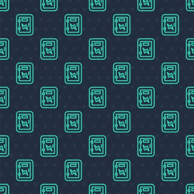 Green line Electrical panel icon isolated seamless pattern on blue background.  Vector
