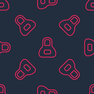 Kırmızı çizgi ağırlık simgesi siyah arkaplanda izole edilmiş. Kilogram ağırlık kaldırmak ve ölçmek için ağırlık bloğu. Kütle sembolü. Vektör