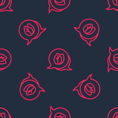 Kırmızı çizgi Yaprak simgesi siyah arkaplanda kusursuz desen izole etti. İşaret bırakıyor. Taze doğal ürün sembolü. Vektör