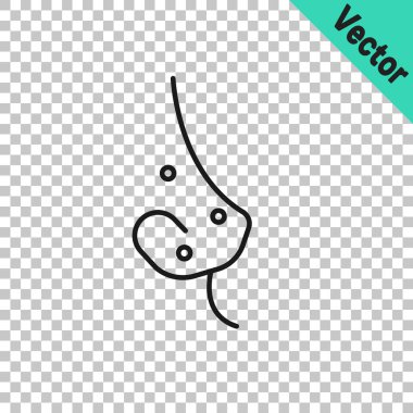 Siyah çizgi Sivilce simgesi şeffaf arkaplanda izole edildi. Deride iltihaplı sivilce. Tıkanmış gözenekteki sebum bir bakterinin büyümesini teşvik ediyor. Vektör