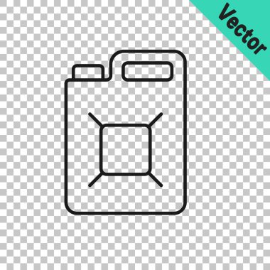 Şeffaf arkaplanda izole edilmiş benzin ikonu için siyah çizgi kutusu. Dizel gaz ikonu. Vektör