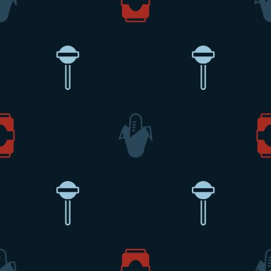 Set Soda can, Corn and Lollipop on seamless pattern. Vector