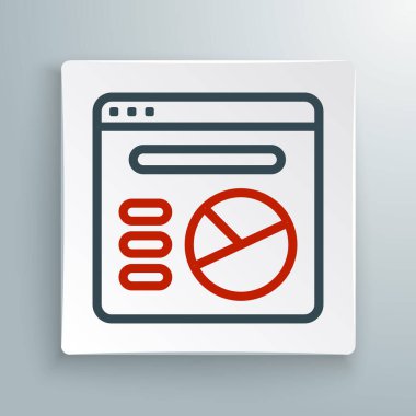 Çizgi pasta grafiği bilgi simgesi beyaz arkaplanda izole edildi. Diyagram çizelgesi. Renkli taslak konsepti. Vektör