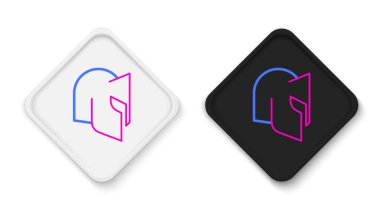 Ortaçağ demir miğferi beyaz arka planda izole edilmiş kafa koruma ikonu. Şövalye miğferi Renkli taslak konsepti. Vektör