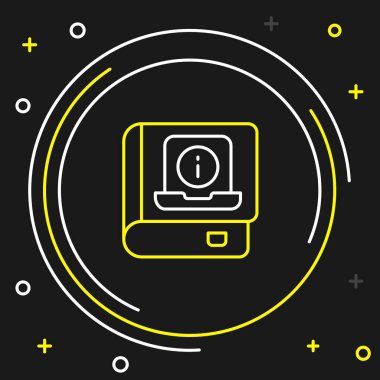 Satır Kullanıcı elle simgesi siyah arkaplanda izole edildi. Kullanıcı rehberi kitabı. Talimat işareti. Kullanmadan önce oku. Renkli taslak konsepti. Vektör